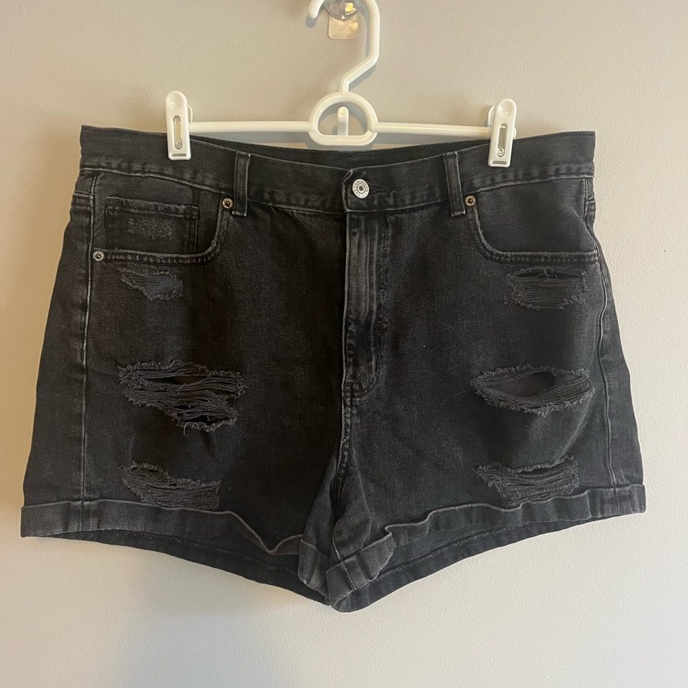 American Eagle Distressed Black Jean Shorts